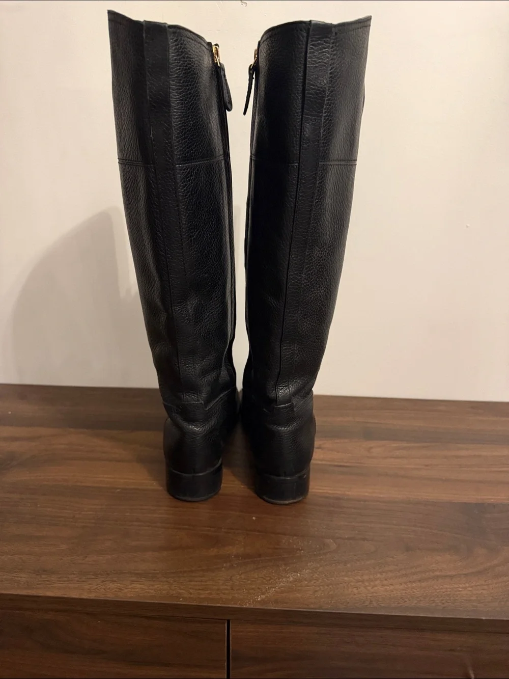 Tory Burch Junction Leather Riding Boots Black-sz 9